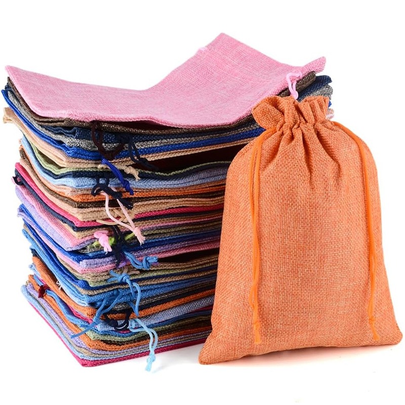 Jute Bag Packaging - 50 adet 13X18CM/10X14CM/9X12CM/7X9CM İpli Çuval Bezi