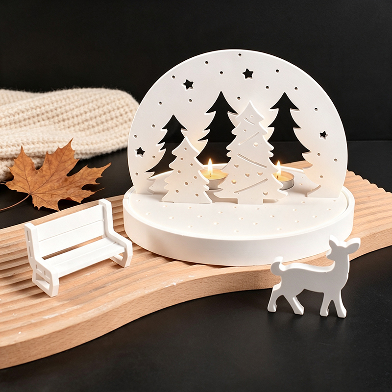 Candle Making Set - Noel Geyiği Tealight Mumluk Silikon Kalıpları,