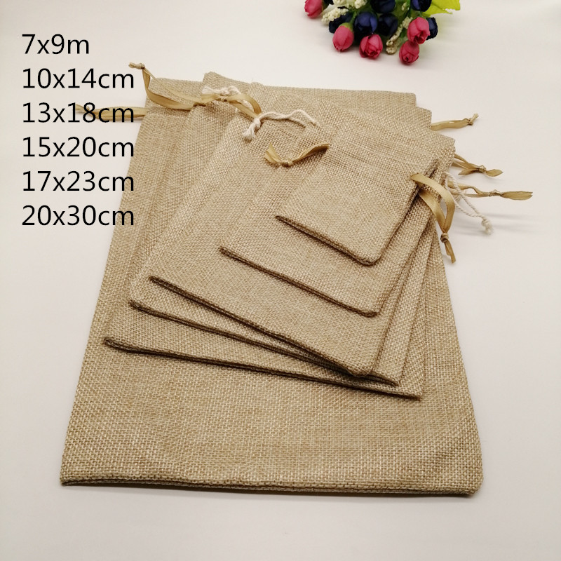 Jute Bag Packaging - 5 adet kumaş jüt çantalar hediye
