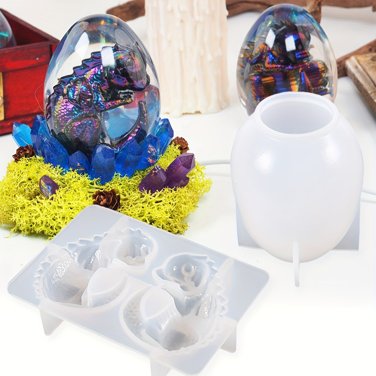 Candle Making Set - Silikon Ejderha Yumurta Kalıpları, 2 Parçalı