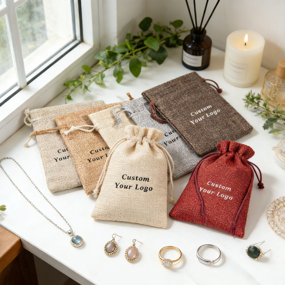 Jute Bag Packaging - 100 Adet Kişiselleştirilmiş Logo Çuval Bezi