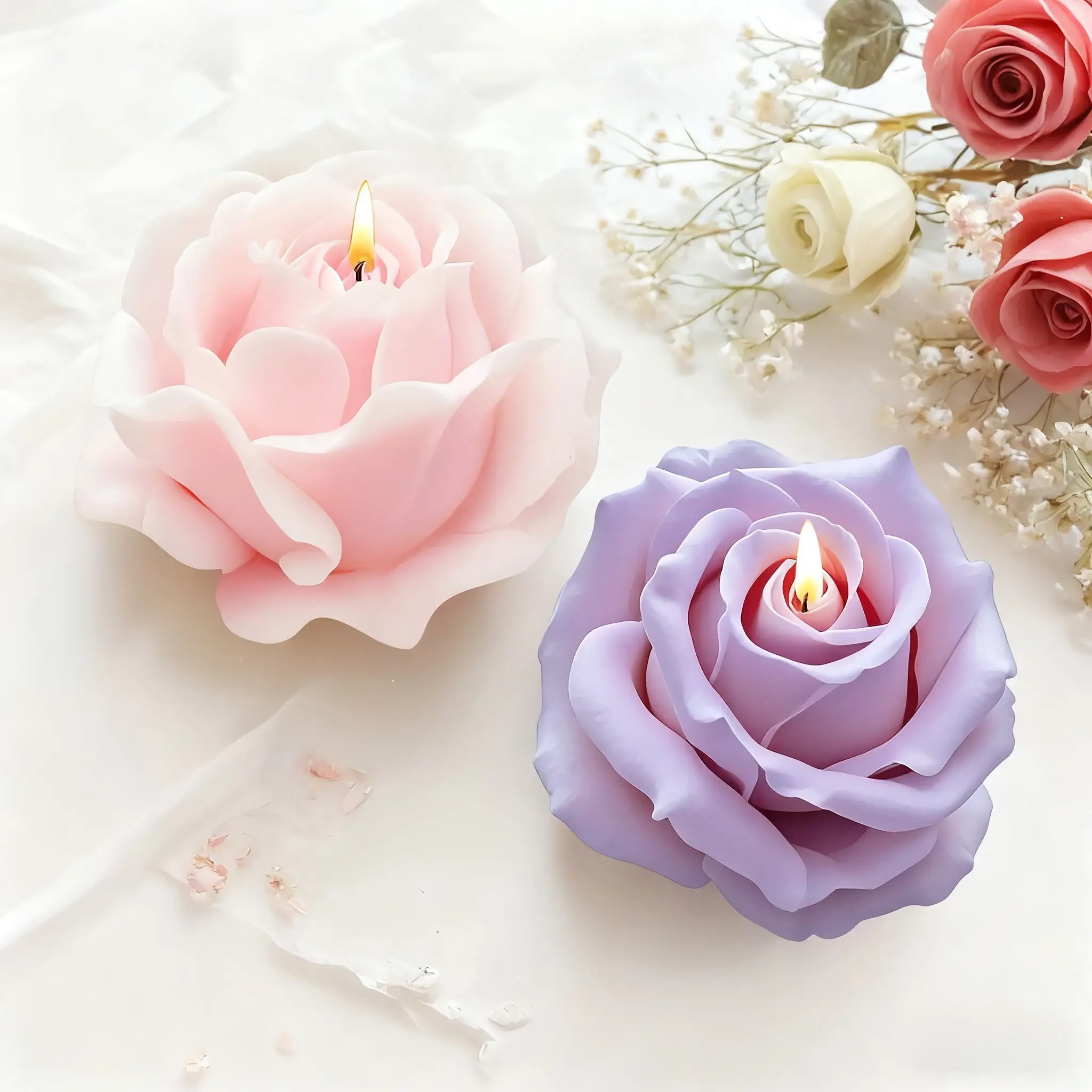 2 Parça Romantik 3D Gül Siliko - Candle Making Jelly incelemesi ve fiyatı