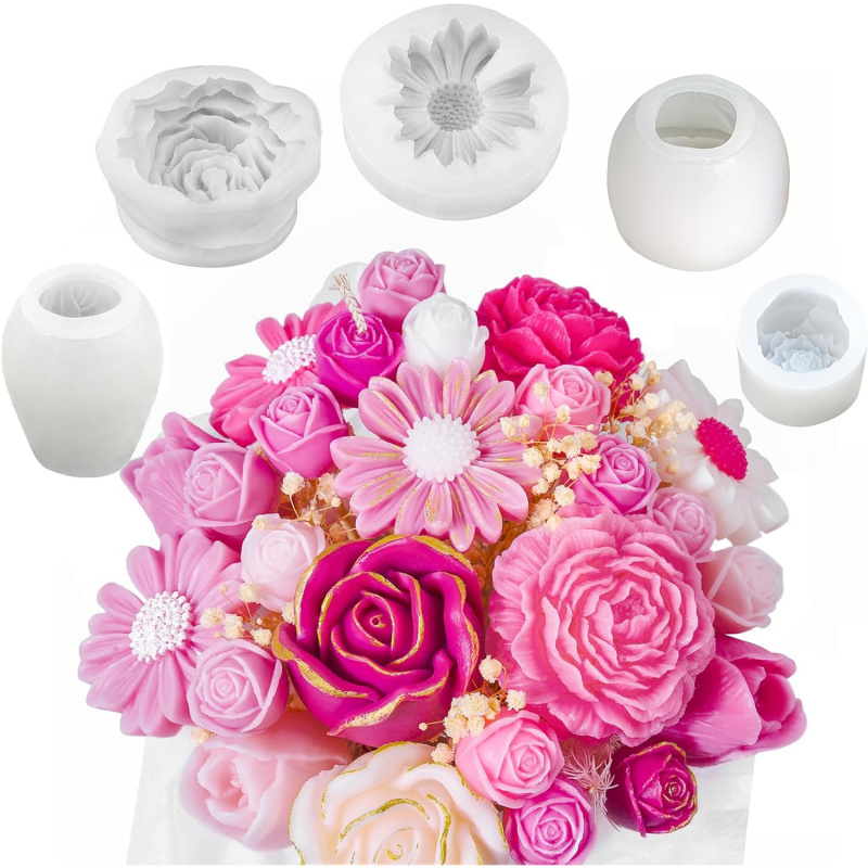5 Çiçekli Mum Kalıp Seti, 3D Ç - Candle Making Jelly incelemesi ve fiyatı